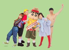 「映画クレヨンしんちゃん 新婚旅行ハリケーン ～失われたひろし～」左からゲスト声優のぺこ、りゅうちぇる、木南晴夏、小島よしお。