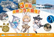 3施設同時コラボイベントの告知ビジュアル。
