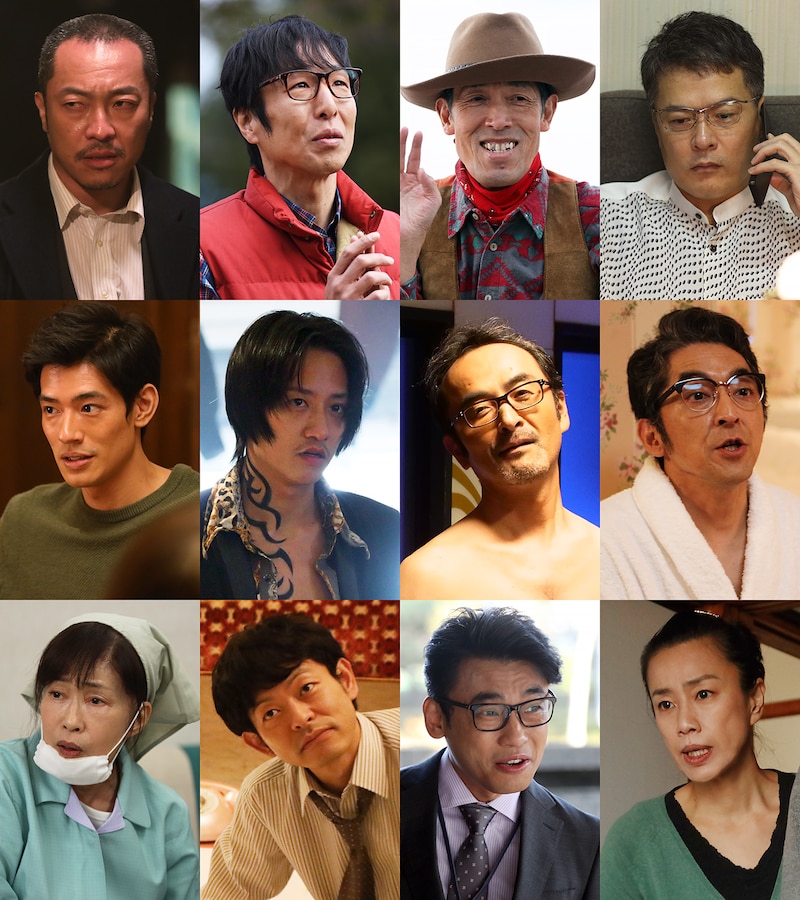 上段左から音尾琢真、黒田大輔、嶋田久作、田中哲司。中段左から中島歩、藤原季節、古舘寛治、村杉蝉之介。下段左から山口美也子、山中崇、山本浩司、渡辺真起子。
