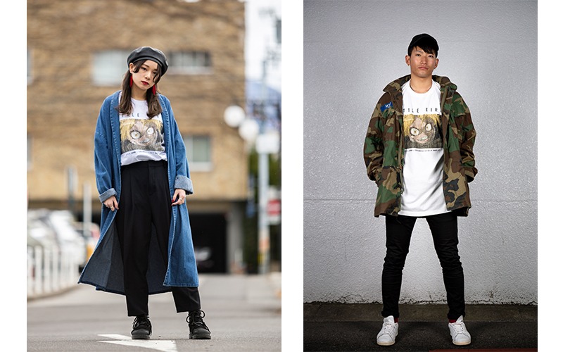 アニメ「幼女戦記」をモチーフにしたファッションアイテムの着用例。