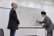 藤田和日郎（左）と島本和彦（右）。