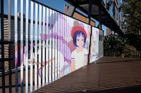 「区庁舎がマンガ・アニメの城になる」の会場の様子。