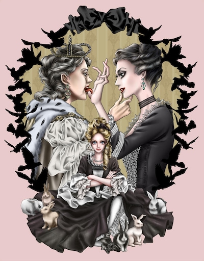 三原ミツカズと「女王陛下のお気に入り」のコラボアート。