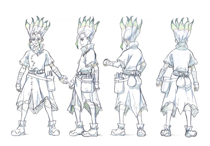 千空(CV:小林裕介)のキャラクター設定画。