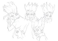 千空（CV：小林裕介）のキャラクター設定画。