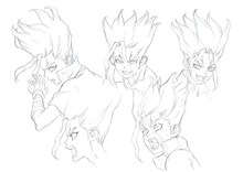 千空（CV：小林裕介）のキャラクター設定画。