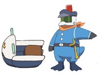 パトロールカーと警備隊員。