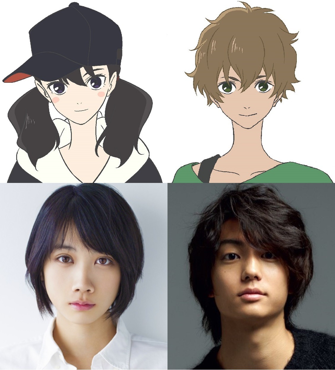 上段左が雛罌粟洋子、下段左が松本穂香。上段右が川村山葵、下段右が伊藤健太郎。