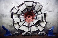 ルフィの「ゴムゴムの火拳銃」の痕跡を再現したグラフィック。