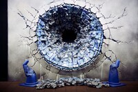 孫悟空による「かめはめ波」の痕跡を再現したグラフィック。