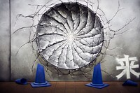 ナルトの「螺旋丸」による大穴を再現したグラフィック。