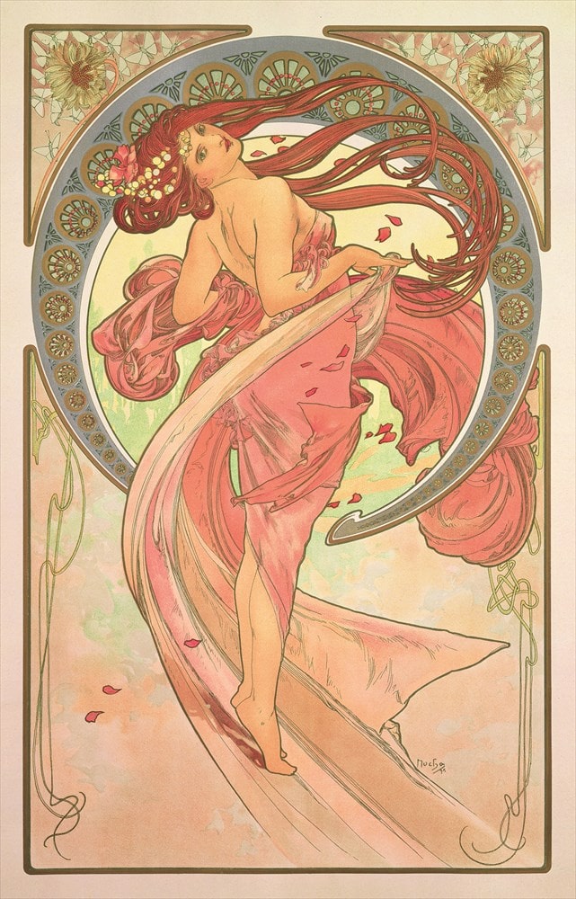 アルフォンス・ミュシャ《舞踏―連作〈四芸術〉より》1898年 カラー 