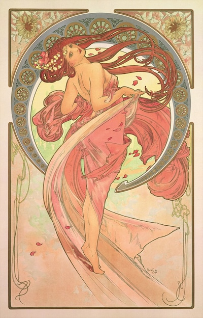 アルフォンス・ミュシャ《舞踏―連作〈四芸術〉より》1898年 カラーリトグラフ ミュシャ財団蔵 (c)Mucha Trust 2019