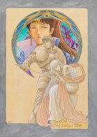 出渕裕《聖戦》「ロードス島戦記」（月刊『ニュータイプ』1990年11月号付録ポスター用イラスト）1990年 鉛筆、水彩、リキテックス・イラストボード (c)水野良・グループSNE・出渕裕/(c)KADOKAWA CORPORATION 2018