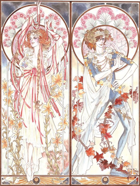 山岸凉子《真夏の夜の夢》「アラベスク」（『花とゆめ』1975年4月9号付録ポスター用イラスト）1975年 カラーインク・紙 (c)山岸凉子