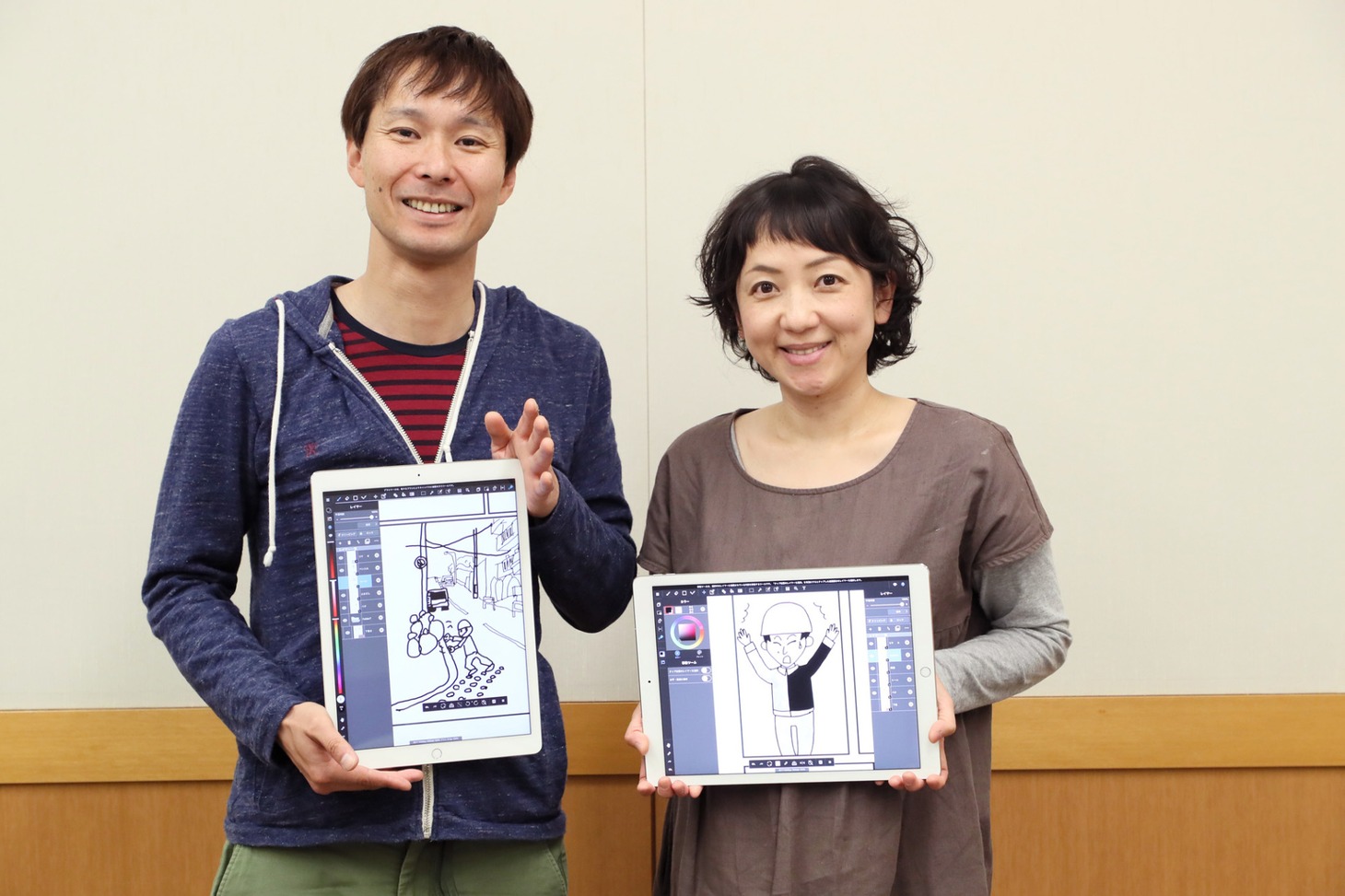 左から滝沢秀一、滝沢友紀。