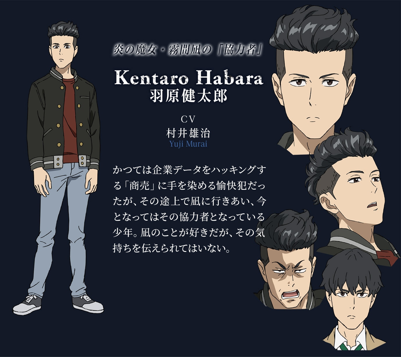 羽原健太郎（CV：村井雄治）の設定画。