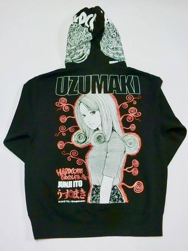 「うずまきマニアプルオーバパーカ（黒渦ブラック）」