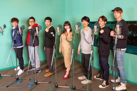 左から那須晃行、中西茂樹、金子学、佐藤優樹、阿諏訪泰義、小野賢章、江口拓也。