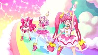 「映画プリキュアミラクルユニバース」エンディングダンス映像より。