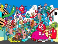 「けだまのゴンじろー」スマートフォン向けゲームアプリのビジュアル。