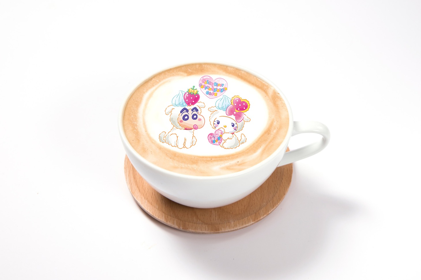 「ハローキティ×しんちゃんホットカフェラテ」