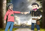 「えいがのおそ松さん」とTVアニメ「ブラッククローバー」のコラボビジュアル。