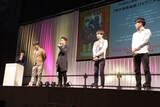 「キミコエ・プロジェクト新作発表会」の様子。左から江崎慎平、津田健次郎、林幸矢、古沢勇人。