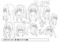 果菜の線画（ツインテール）。