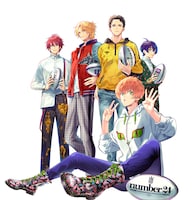 オリジナルアニメ「number24」ティザーイラスト。左奥から都留靖也、上丘伊吹、真行寺清一郎、真白優。手前は柚木夏紗。