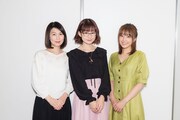 左からマジカルルビー役の高野直子、イリヤスフィール・フォン・アインツベルン役の門脇舞以、嶽間沢龍子役の加藤英美里。