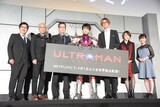 「ULTRAMAN」ワールドプレミアの様子。左から白石稔、神山健治、荒牧伸志、木村良平、江口拓也、潘めぐみ、諸星すみれ。