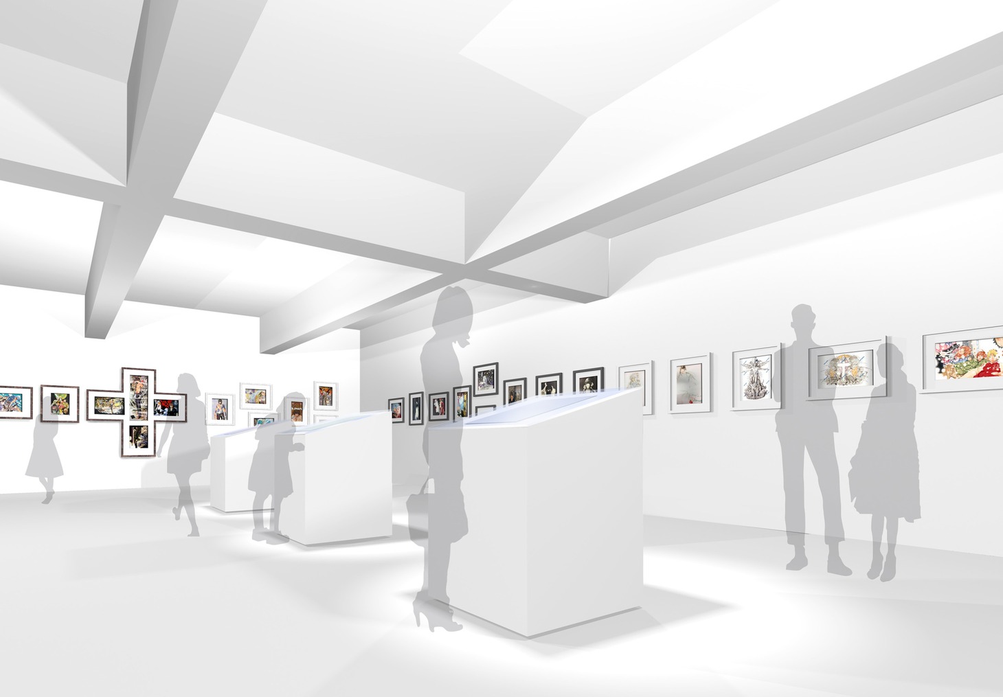 「ZONE2『Illustration』」よりカラー原画展示ゾーンのイメージ。（主催者提供）