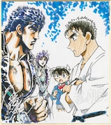 青山剛昌と原哲夫によるコラボイラスト。