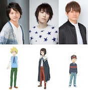 「ムヒョとロージーの魔法律相談事務所」ニコニコ生放送特番の出演者。上段左から草野次郎役の林勇、今井玲子役の斎賀みつき、ケンジ役の天崎滉平。