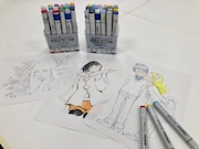 5種のイラストの中から、コピックを使用して自由に塗り絵できるコーナー。