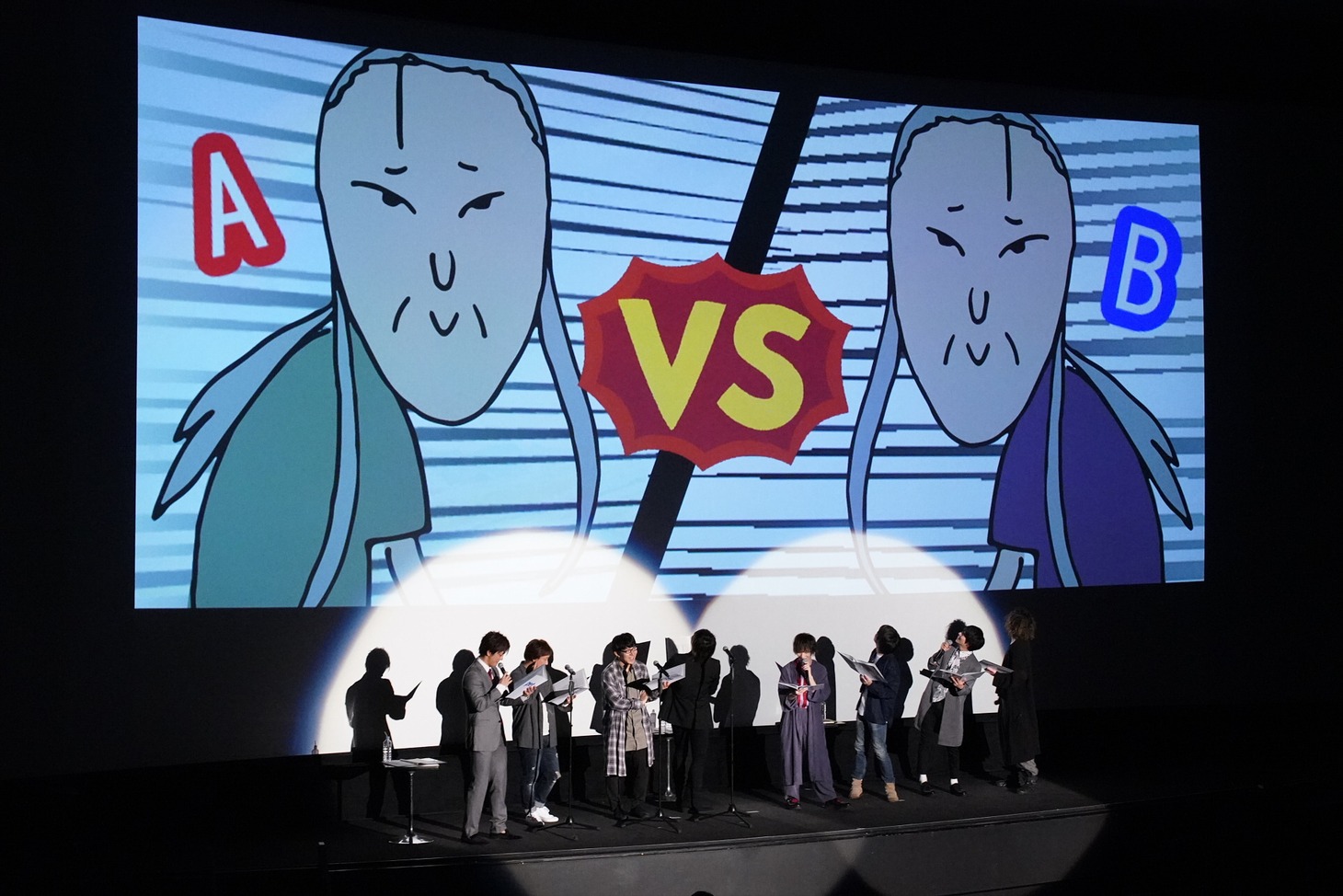 左から君沢ユウキ、加瀬康之、小野友樹、谷山紀章、植田圭輔、桑野晃輔、谷佳樹、萩野崇。