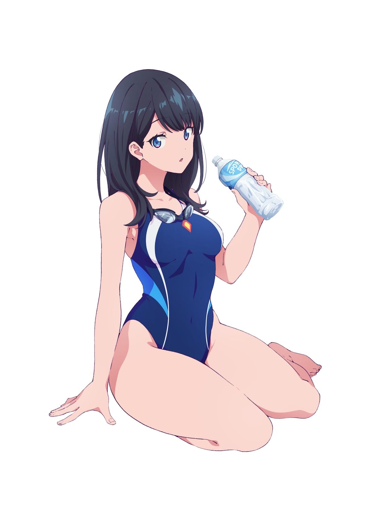 SSSS.GRIDMAN『宝多六花』競泳水着ver」の元イラスト。 [画像 