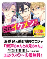 「新戸ちゃんとお兄ちゃん」1巻から4巻の試し読み告知画像。