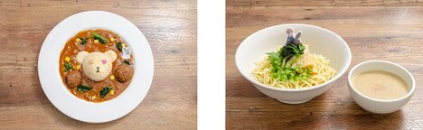 左から「アリス&ボコカレー」、「あんこうチームの鶏スープつけ麺」。