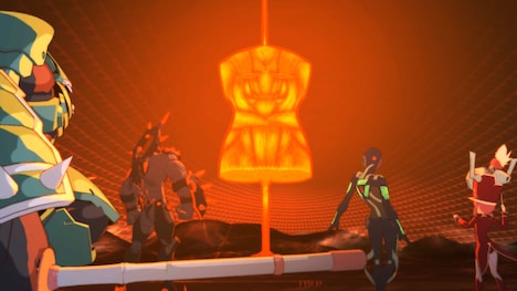 「キルラキル ザ・ゲーム -異布-」より、糸宮殿に浮かぶ謎の物体。