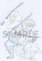 ANIPLEX+でアニメ「鬼滅の刃」7～11巻の連動購入特典として用意された、描き下ろしキャンバスアートのラフイラスト。