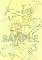 TSUTAYA RECORDSとTSUTAYAオンラインでアニメ「鬼滅の刃」7～11巻の連動購入特典として用意された、描き下ろしA3布ポスターのラフイラスト。