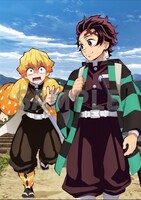 TSUTAYA RECORDSとTSUTAYAオンラインでアニメ「鬼滅の刃」1～6巻の連動購入特典として用意された、描き下ろしA3布ポスターの絵柄。