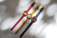 左から矢逆一稀モデル、陣内燕太モデル、久慈悠モデルの腕時計。