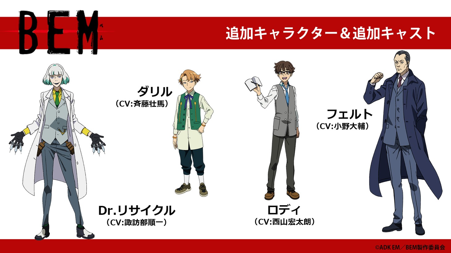 アニメ「BEM」追加キャラクター＆キャスト。
