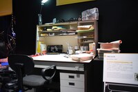 「インスピレーションパビリオン」に展示された「河森正治の机」。