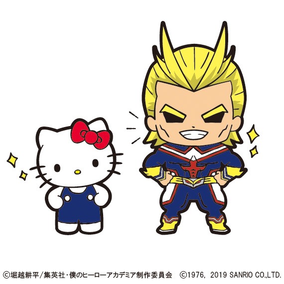 オールマイトとハローキティのコラボビジュアル。