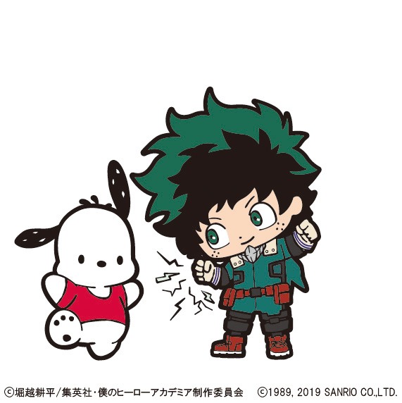 緑谷出久とポチャッコのコラボビジュアル。
