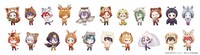キャラクターたちが動物に扮したデフォルメイラスト。